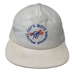 SKM Trucker Hat White One Size Coy's Boys Erection Specialists Snapback USA